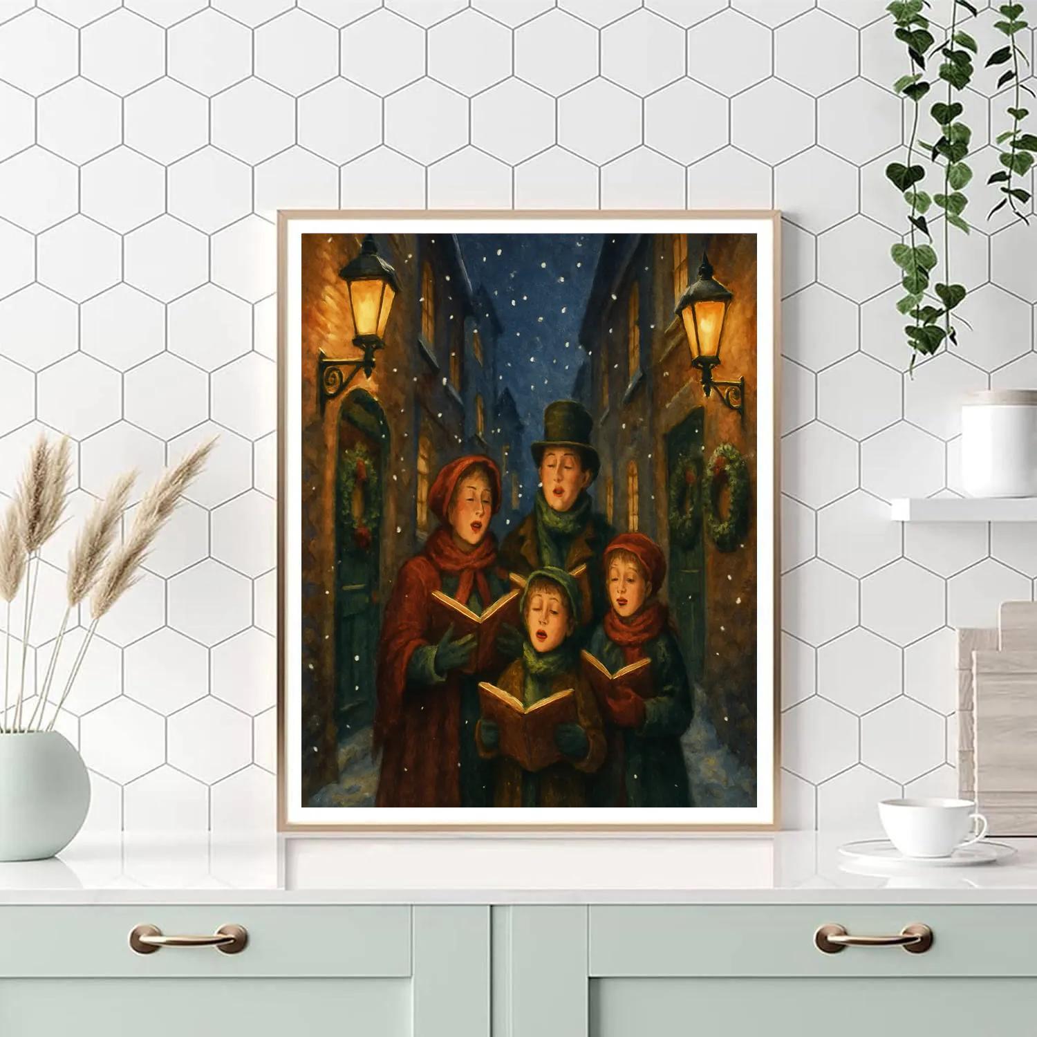 Midnight Carolers In Snowy Alley DIY paint by numbers