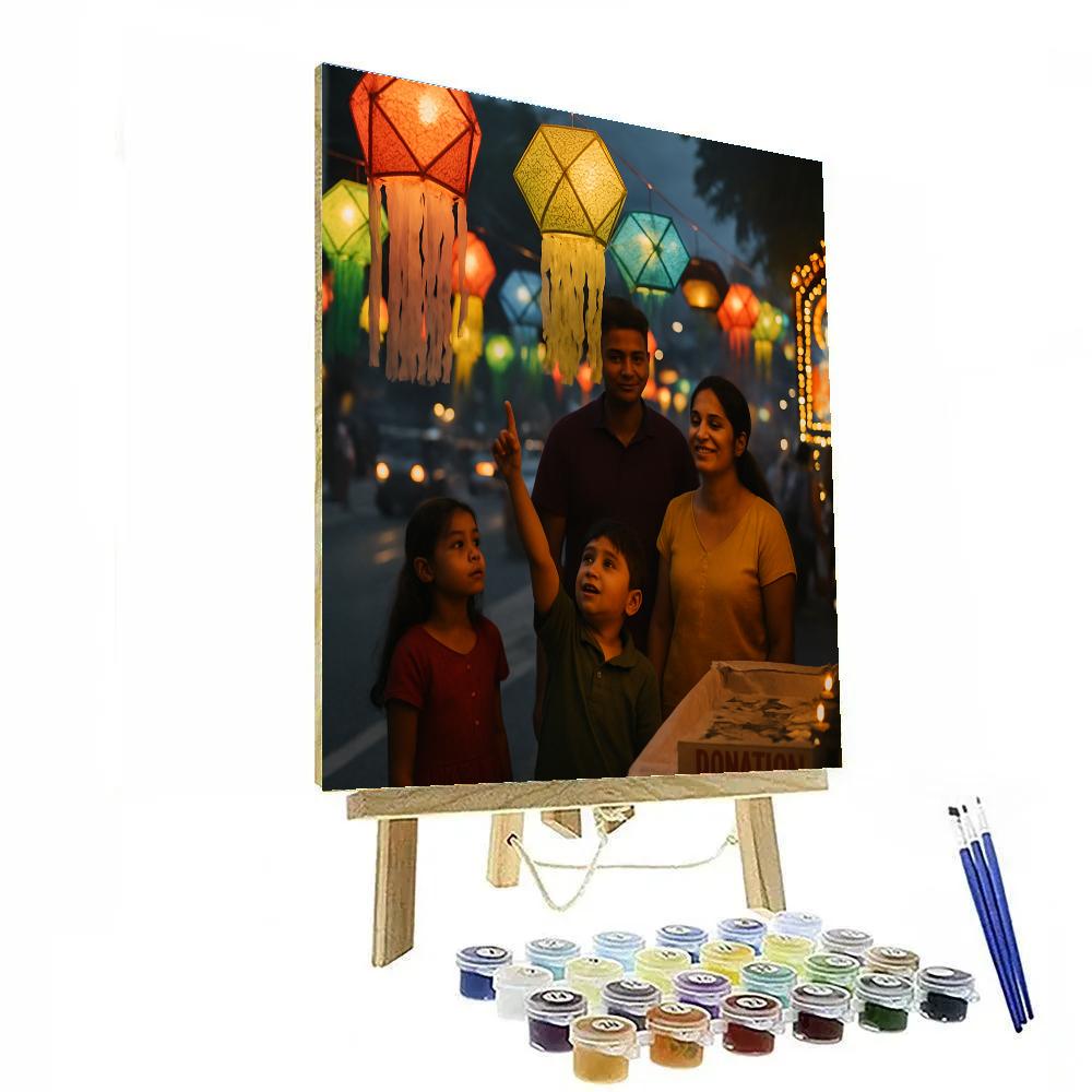 Vesak Lantern Street In Colombo At Dusk paint by color