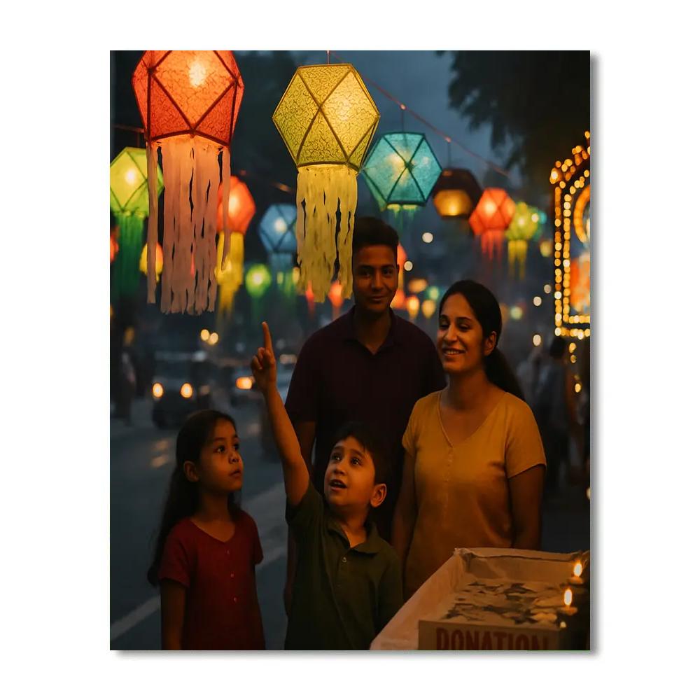Vesak Lantern Street In Colombo At Dusk paint by color