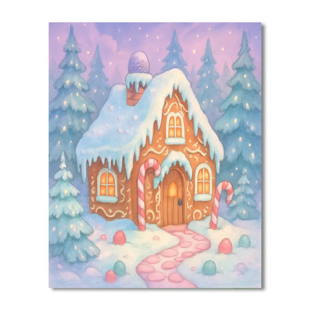 Gingerbread Cottage In Enchanted Forest Paint by numbers kits