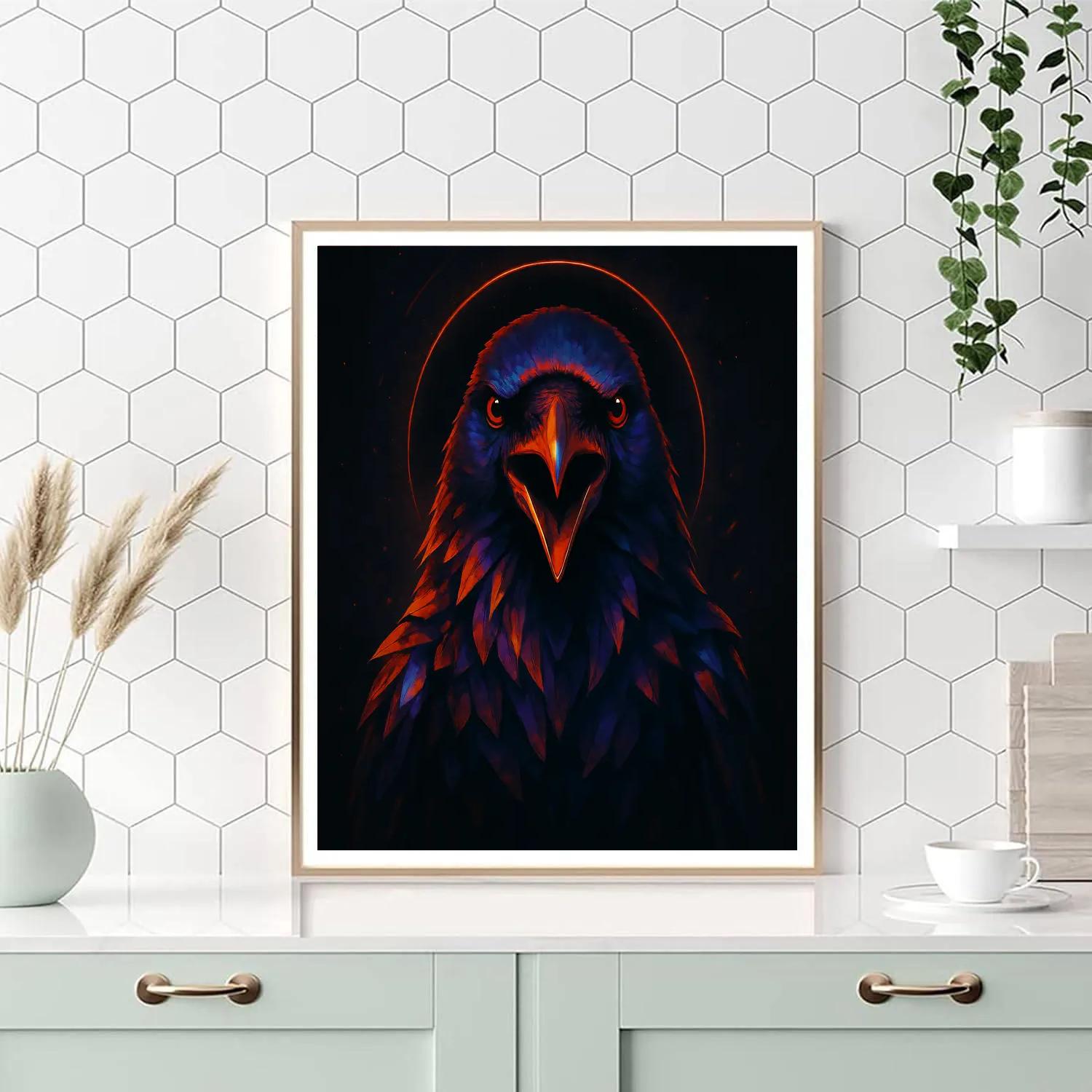 Vivid Ember Raven Eclipse Numbered painting kits