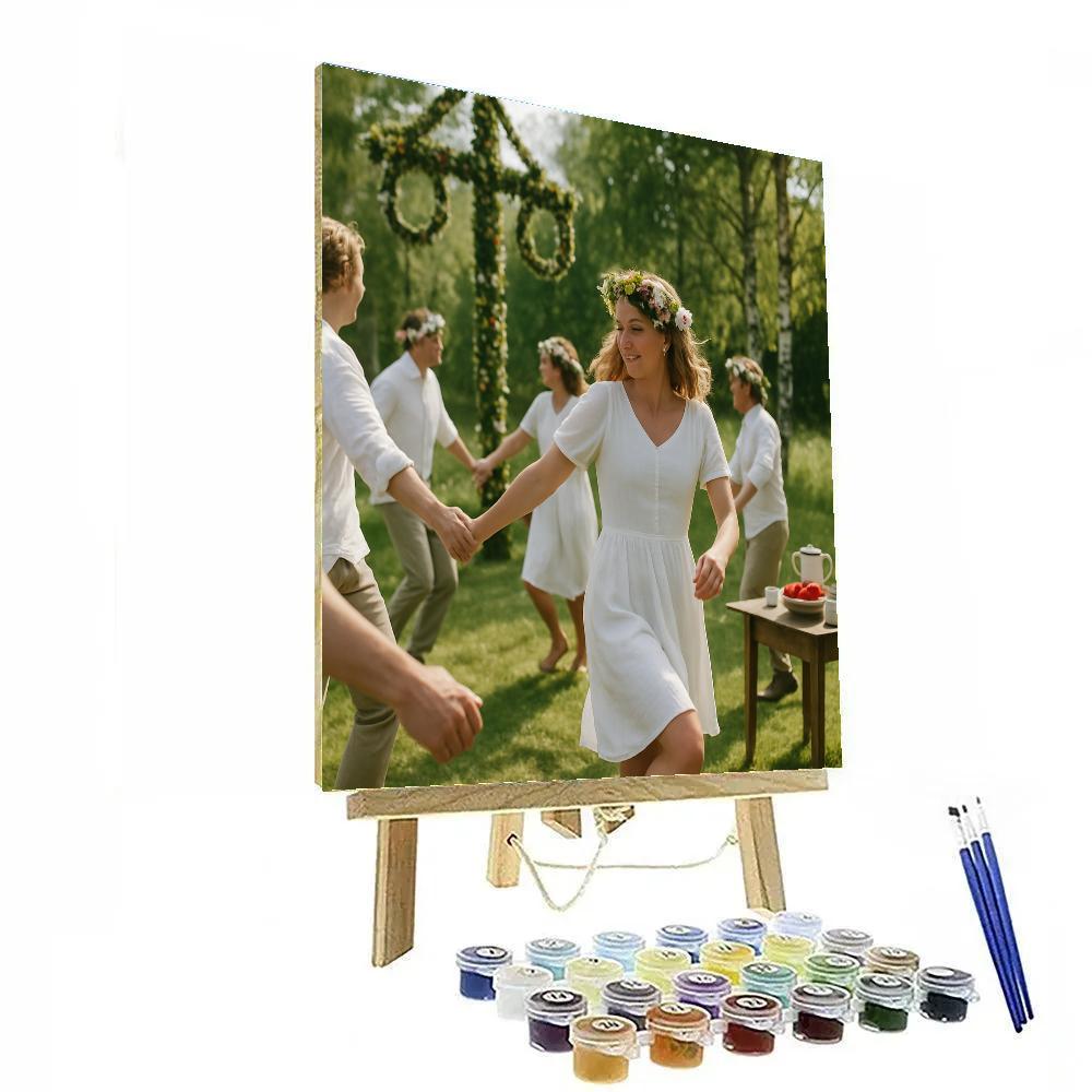 Swedish Midsummer Maypole Dance In A Meadow DIY paint by numbers