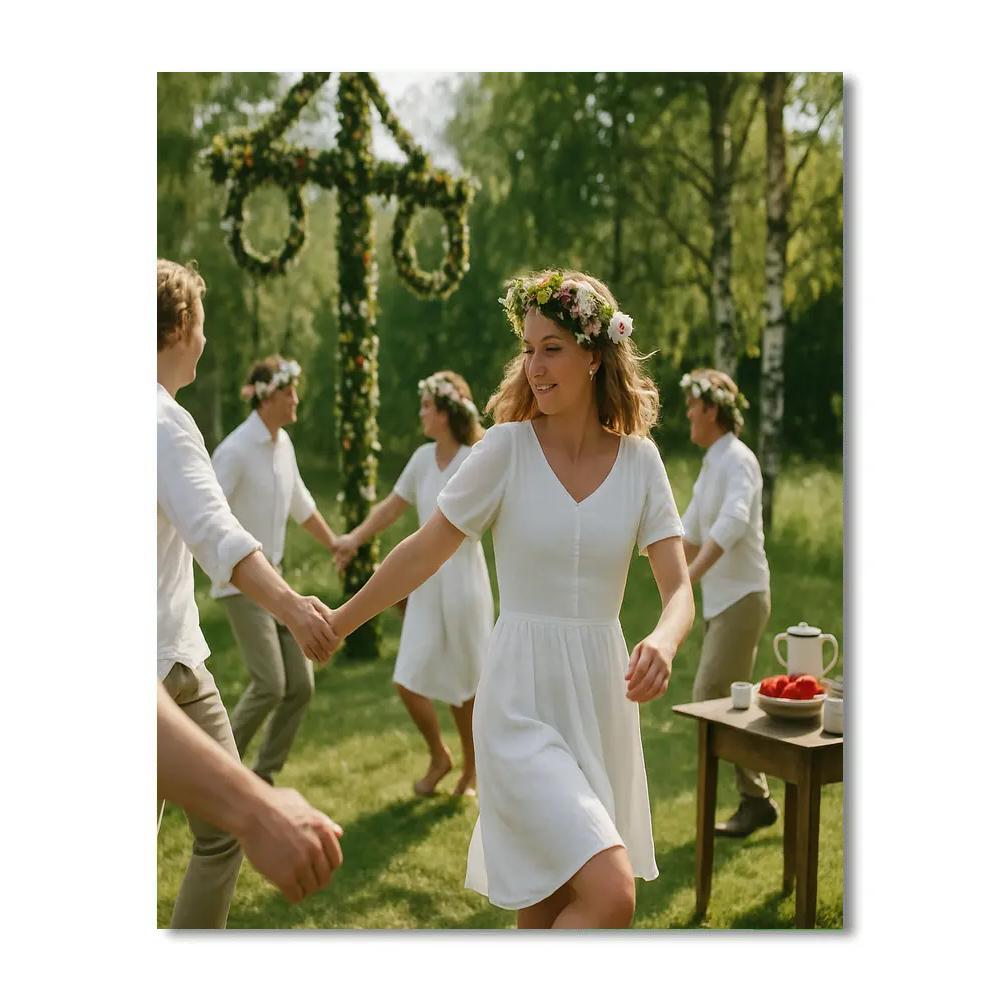 Swedish Midsummer Maypole Dance In A Meadow DIY paint by numbers