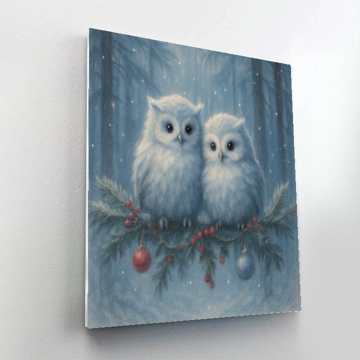 Holiday Owls In Moonlit Pines paint by numbers