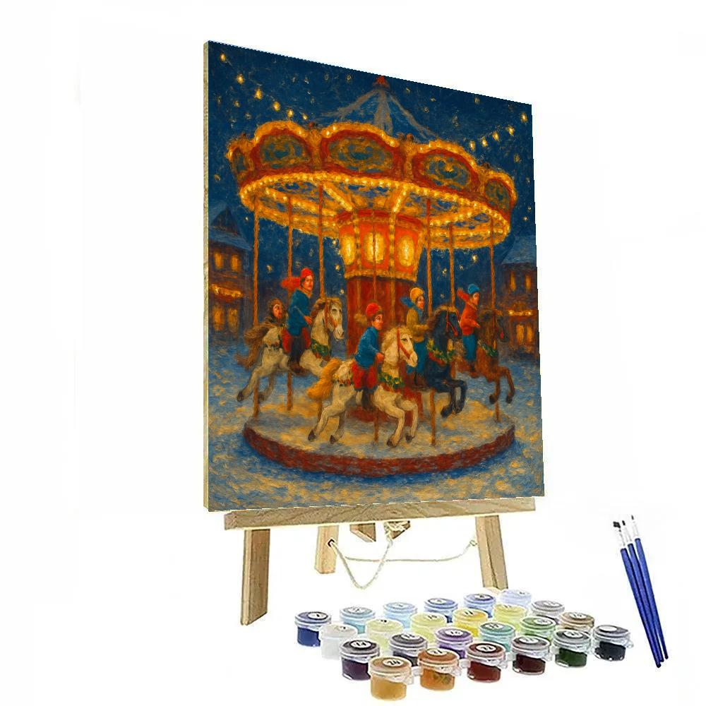 Christmas Carousel In Winter Square paint by numbers