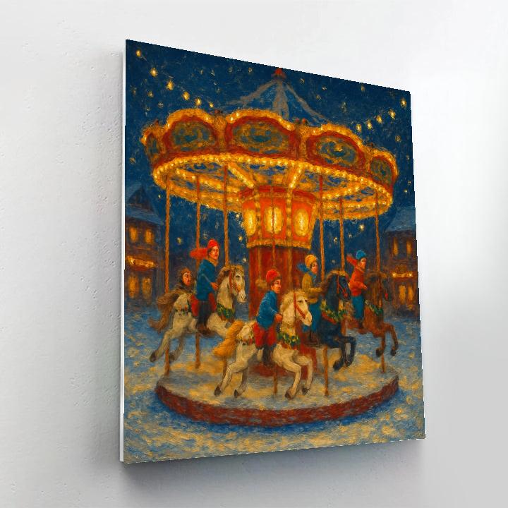 Christmas Carousel In Winter Square paint by numbers