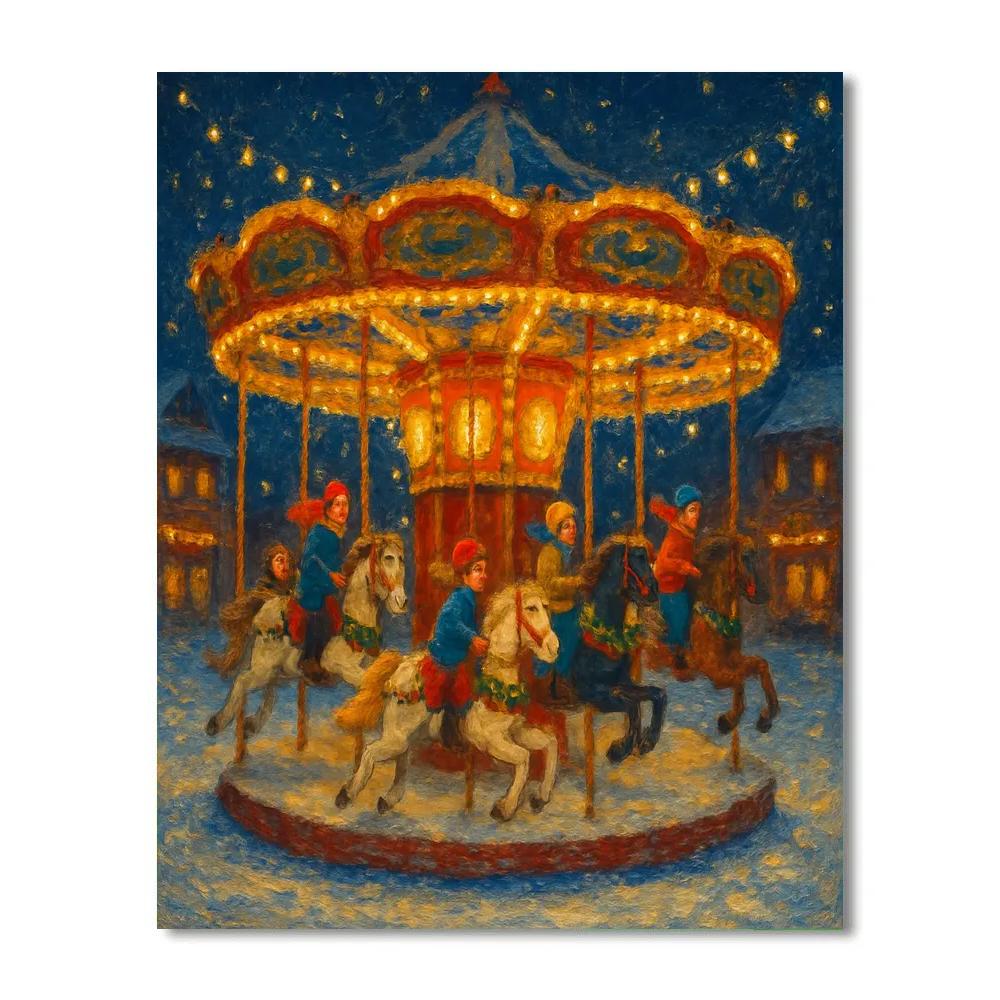 Christmas Carousel In Winter Square paint by numbers