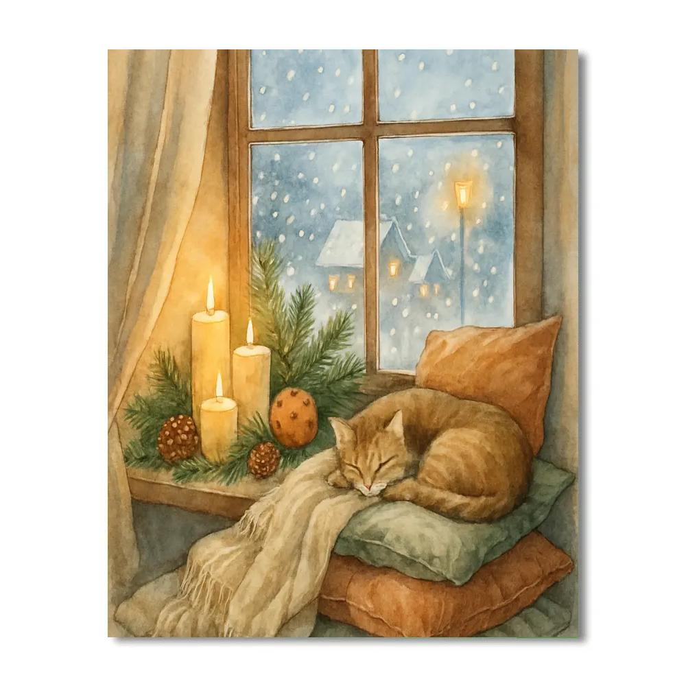 Candlelit Christmas Window Nook paint by color