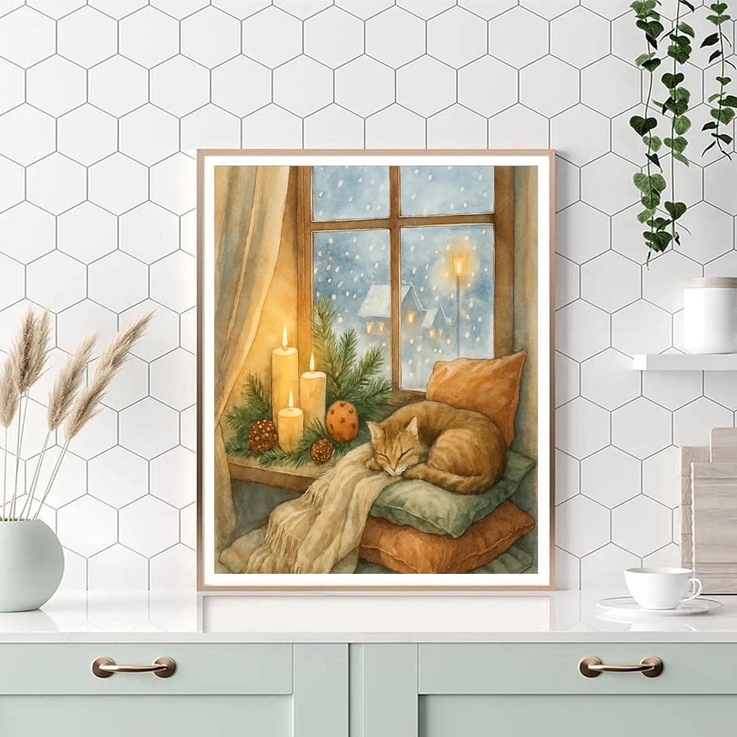 Candlelit Christmas Window Nook paint by color