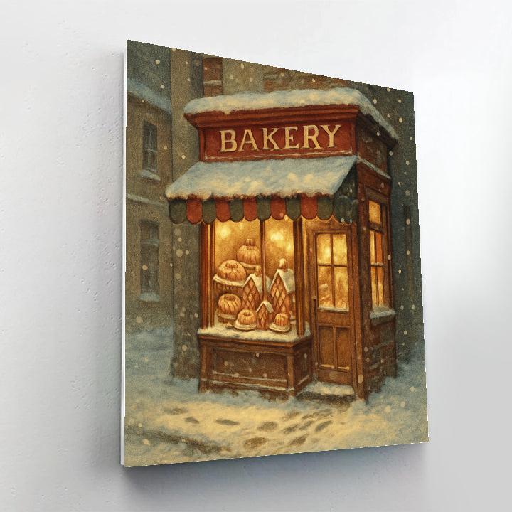 Holiday Bakery On Snowy Corner Number painting