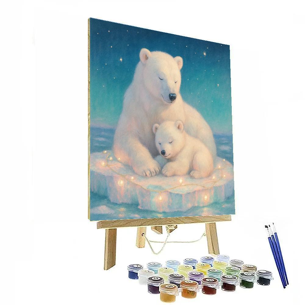 Polar Bears Under Twinkle Lights DIY paint by numbers