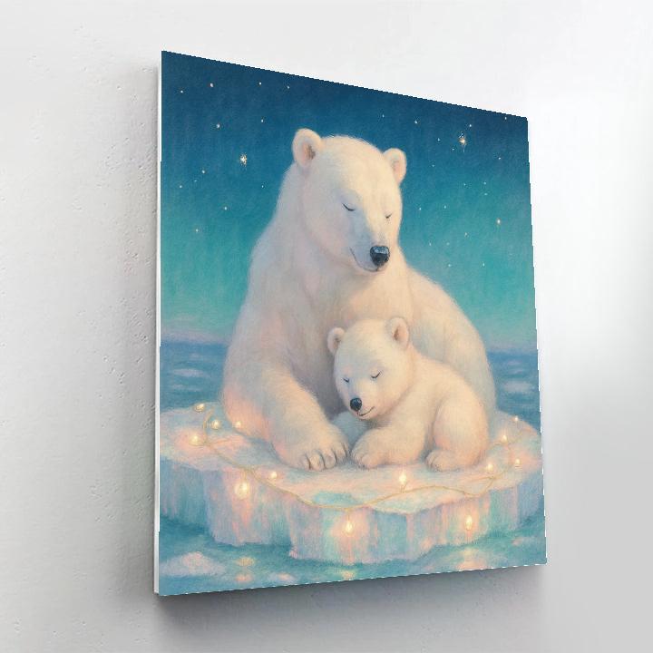 Polar Bears Under Twinkle Lights DIY paint by numbers