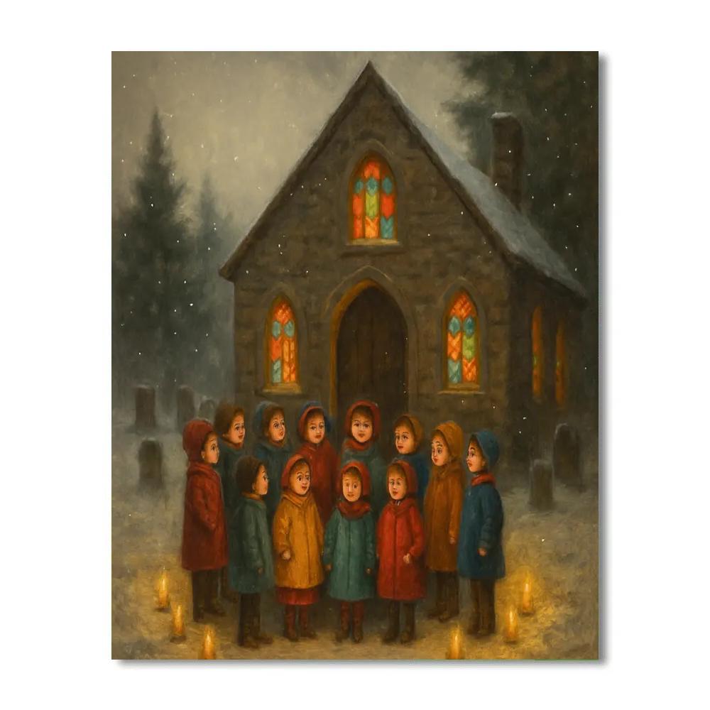 Snowy Choir By Rustic Church Number painting