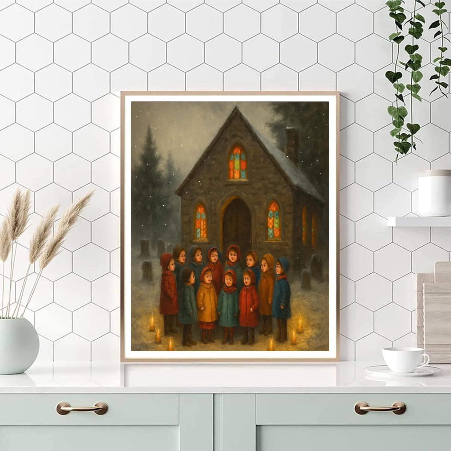 Snowy Choir By Rustic Church Number painting