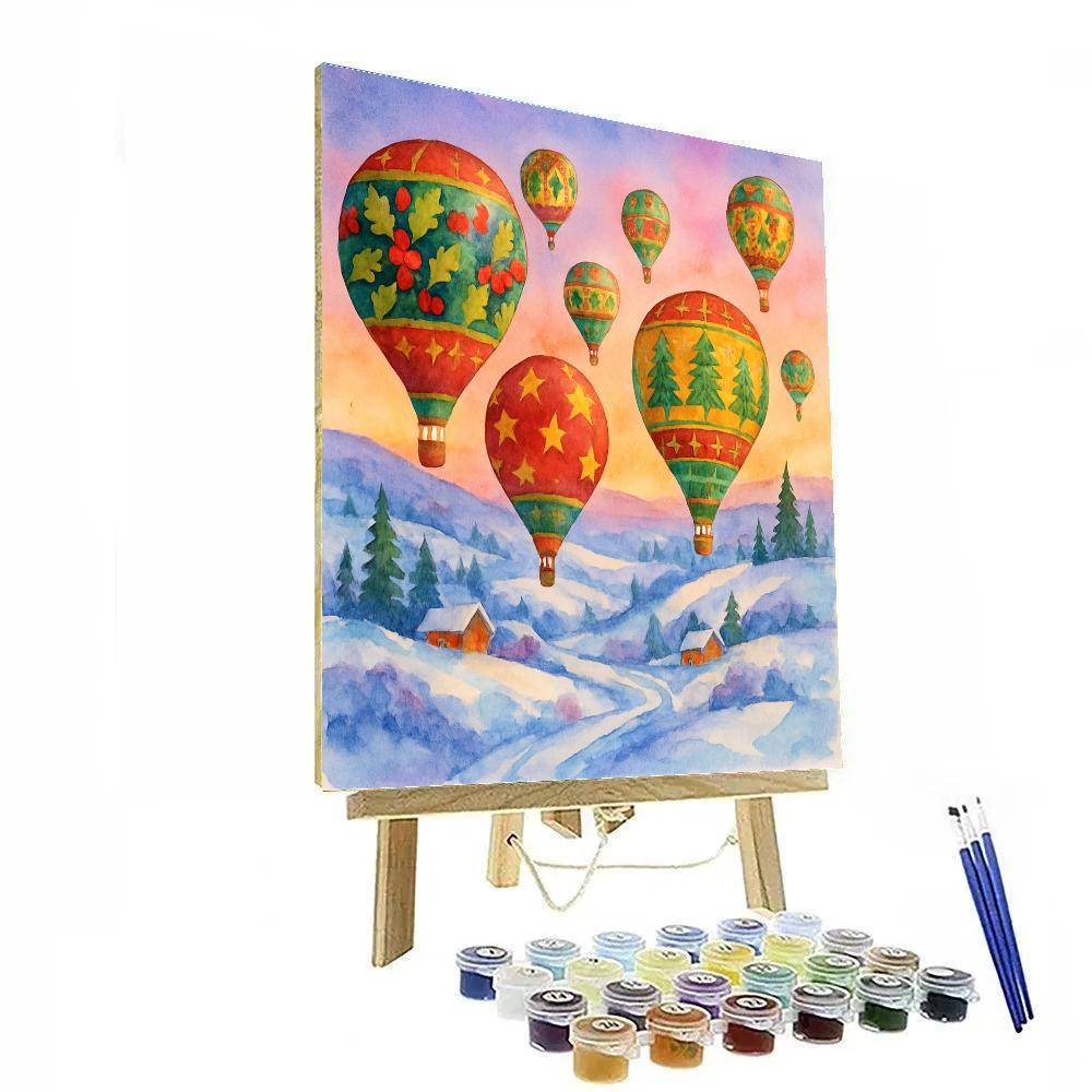 Christmas Hot Air Balloons At Dawn Painting by numbers kit