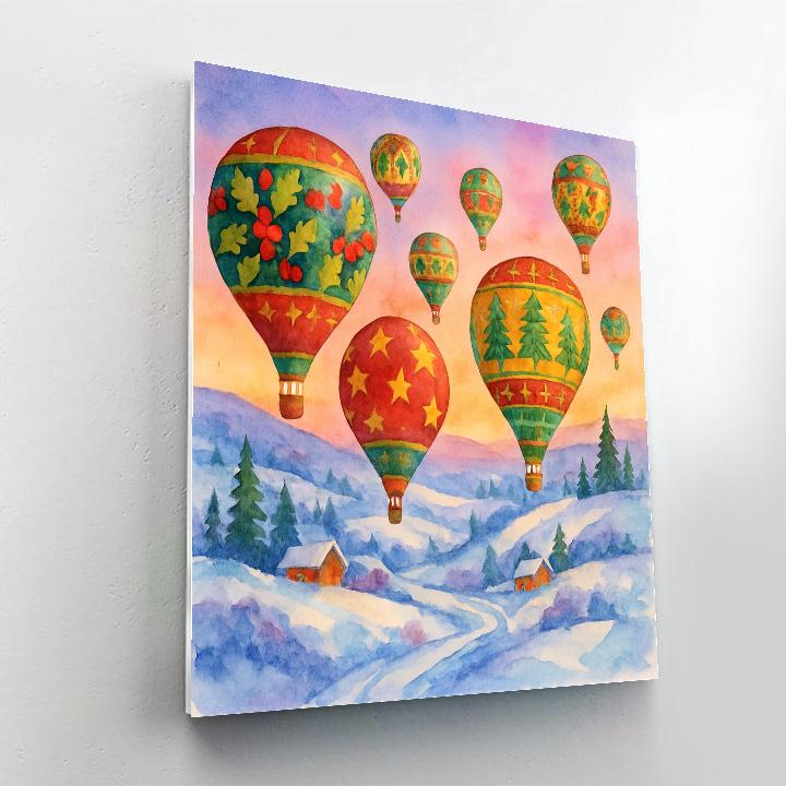 Christmas Hot Air Balloons At Dawn Painting by numbers kit