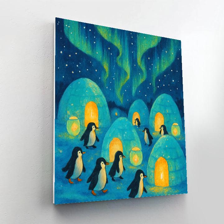 Penguin Village With Ice Lanterns Paint by numbers art