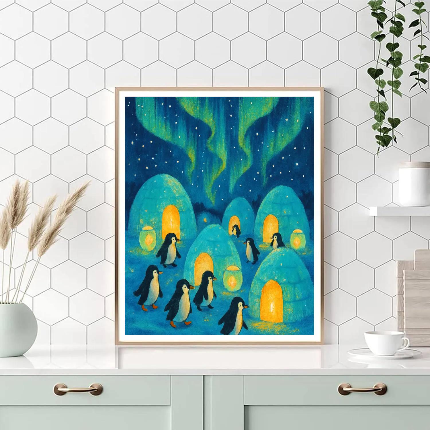 Penguin Village With Ice Lanterns Paint by numbers art
