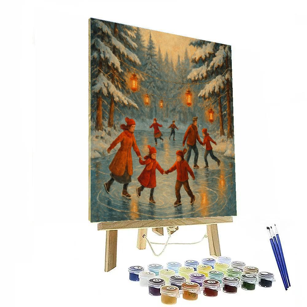 Holiday Skaters On Forest Pond Numbered painting kits