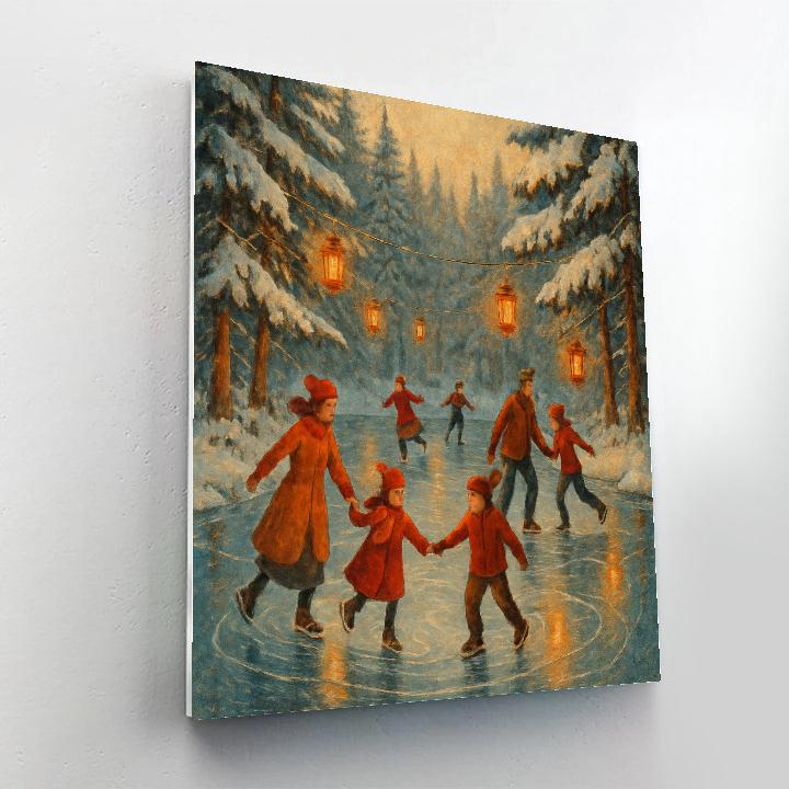 Holiday Skaters On Forest Pond Numbered painting kits