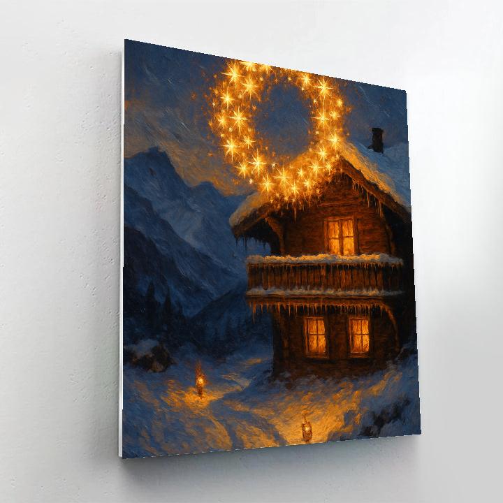 Star Wreath Over Mountain Chalet DIY paint by numbers