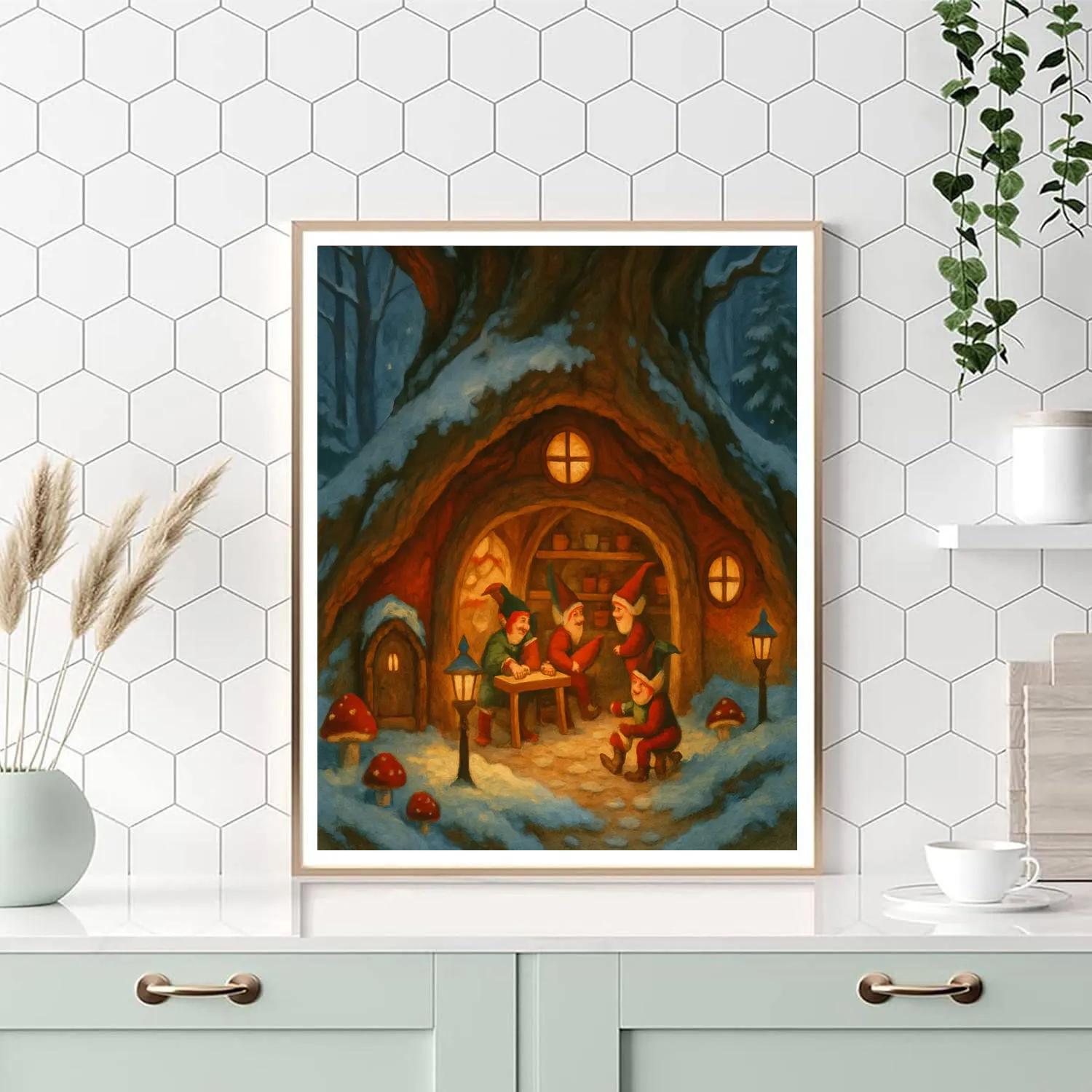 Elves Workshop In Snowy Hollow painting number kit