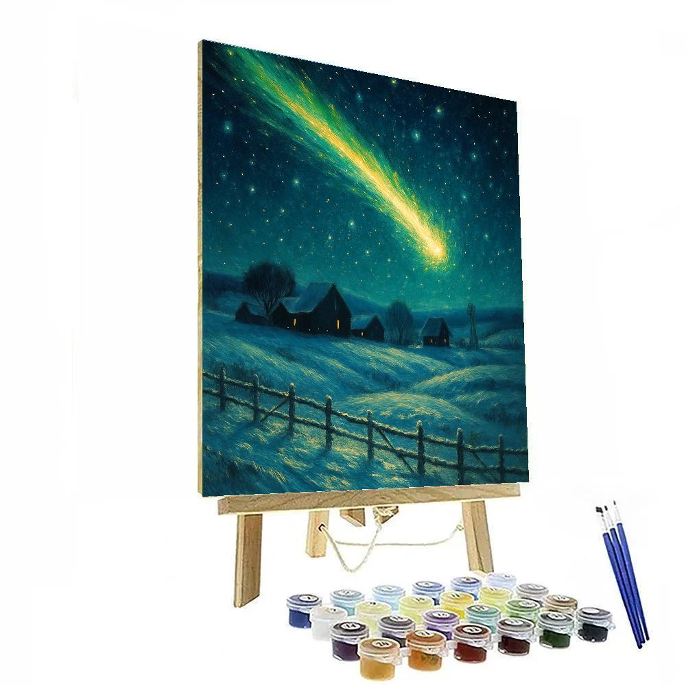 Christmas Comet Over Countryside DIY paint by numbers