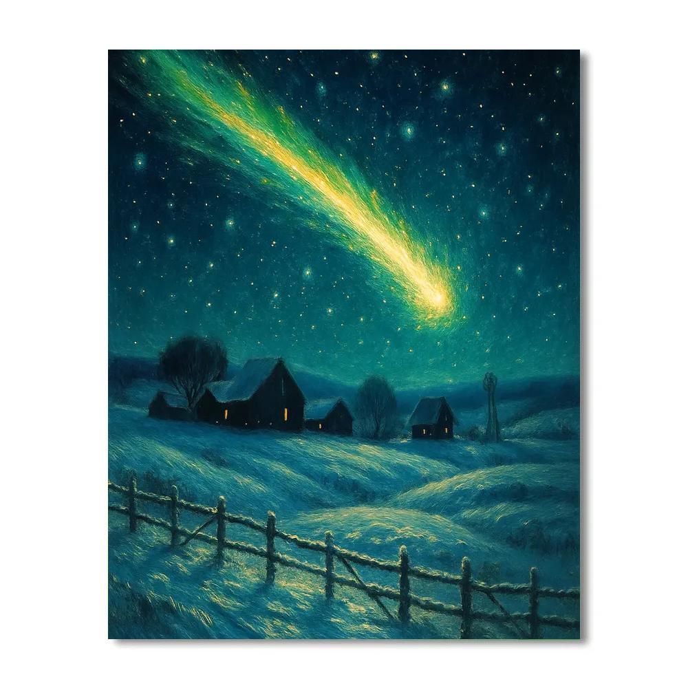 Christmas Comet Over Countryside DIY paint by numbers