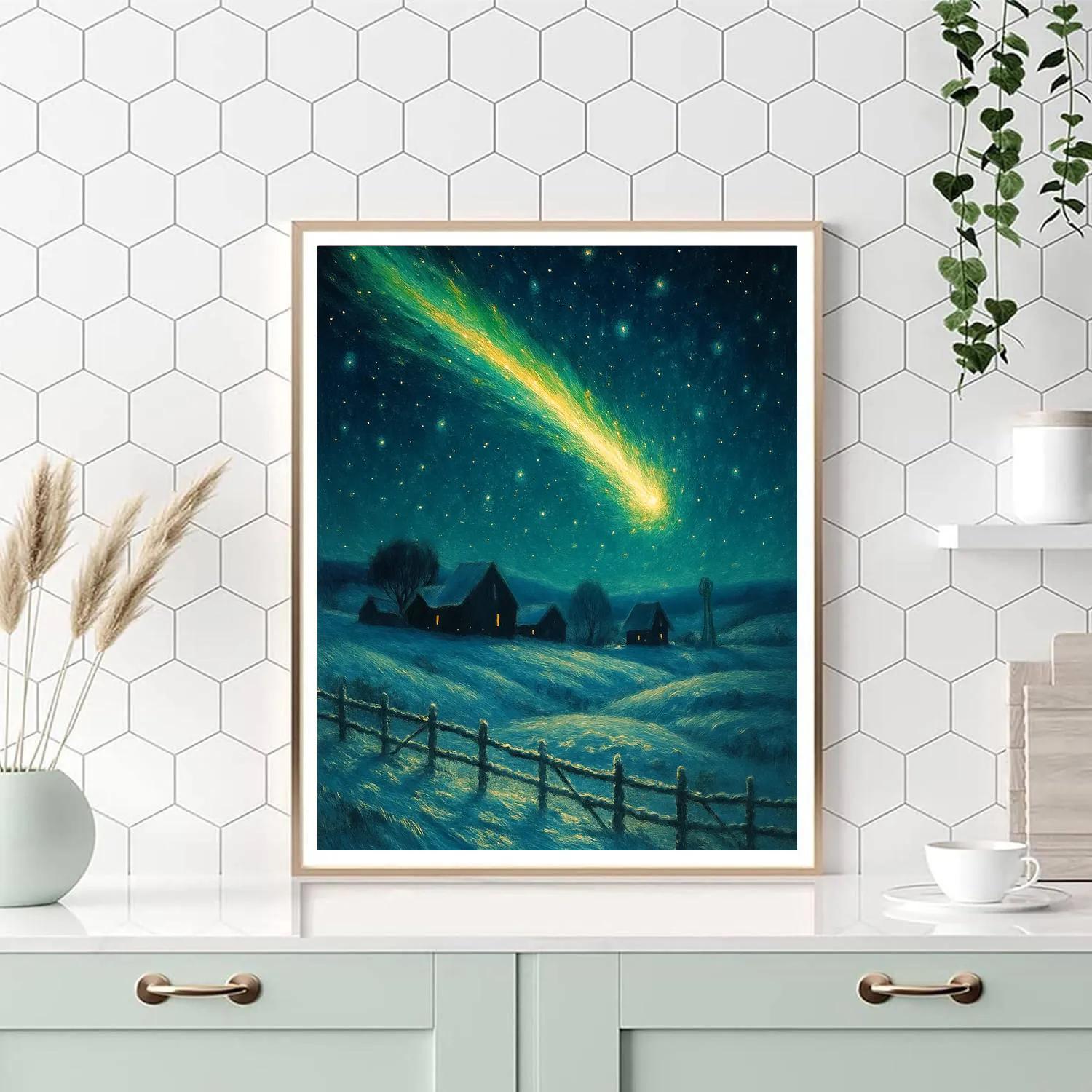Christmas Comet Over Countryside DIY paint by numbers