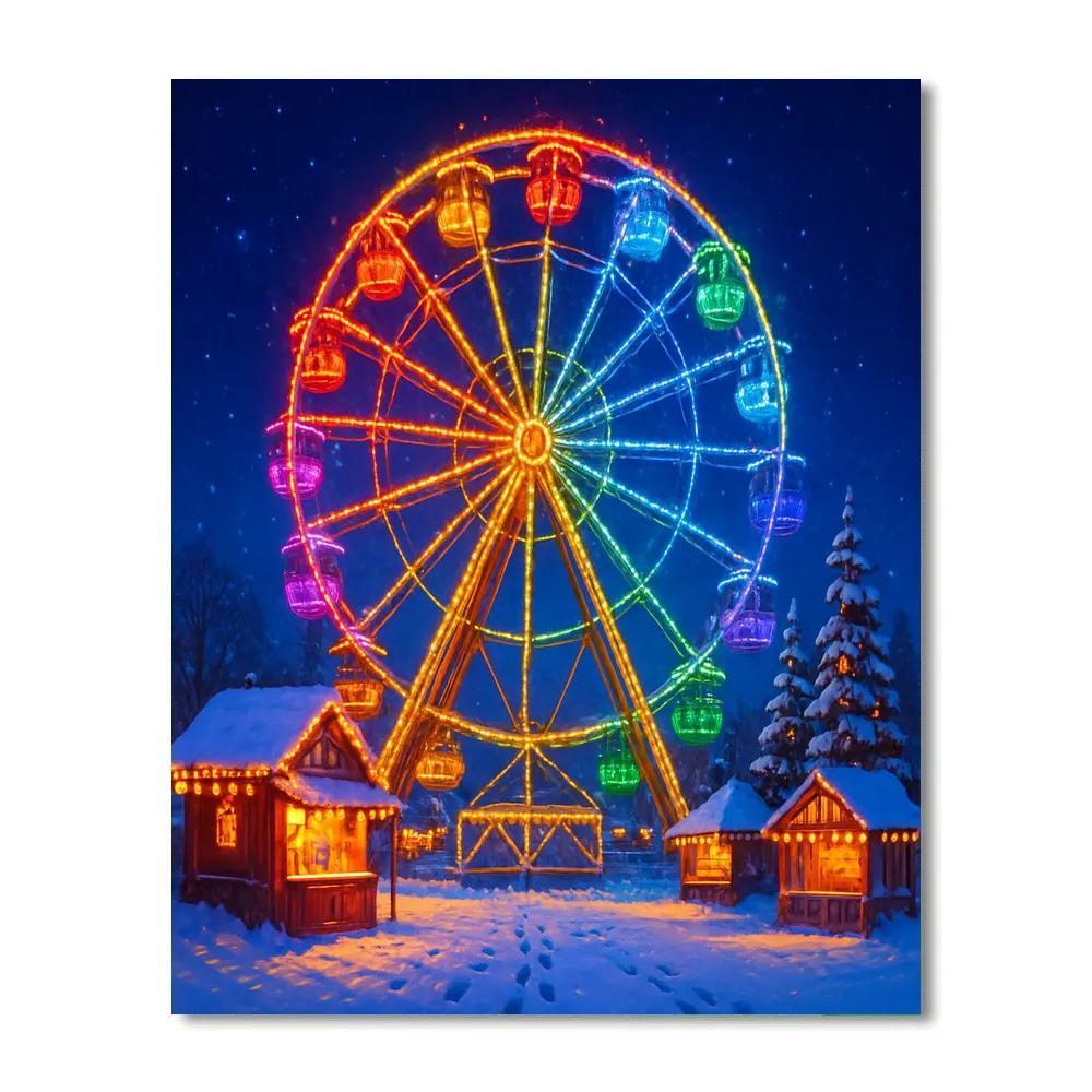 Snowy Ferris Wheel Of Lights DIY paint by numbers