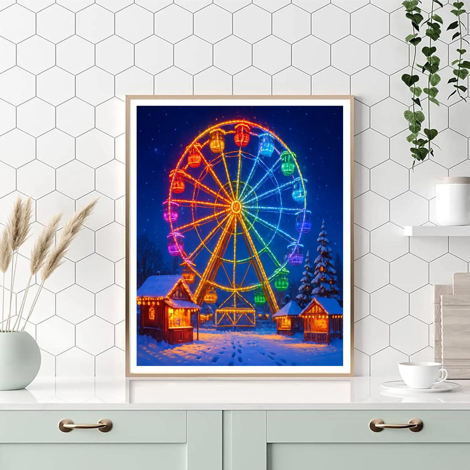 Snowy Ferris Wheel Of Lights DIY paint by numbers