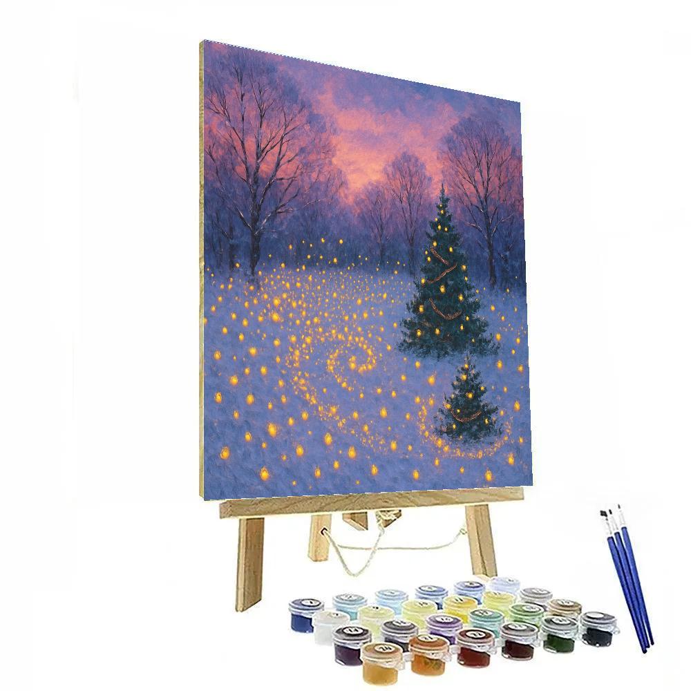Christmas Fireflies In Snowy Meadow Number painting