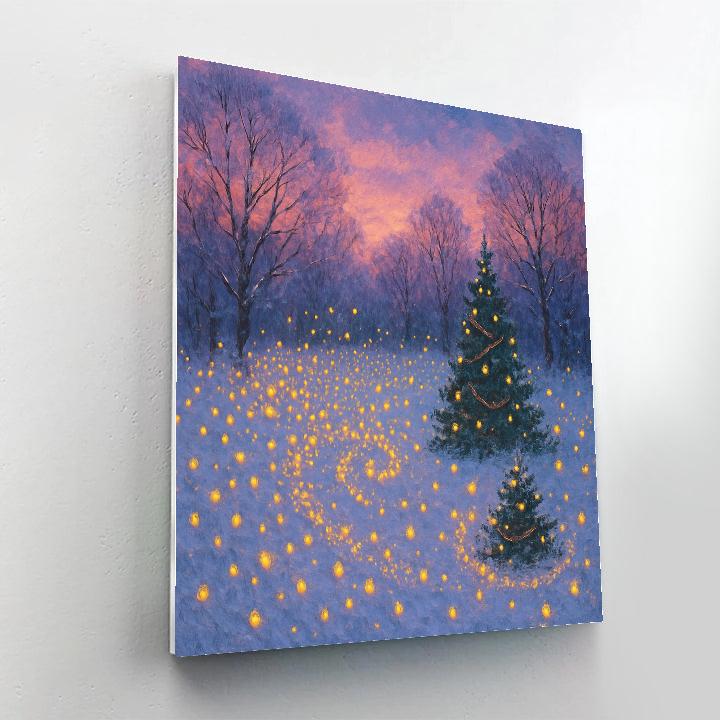 Christmas Fireflies In Snowy Meadow Number painting