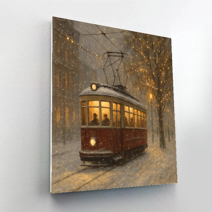Vintage Christmas Tram In Snowfall Numbered painting kits