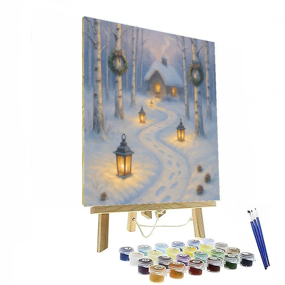 Christmas Lantern Path To Hidden Cottage Paint by numbers art