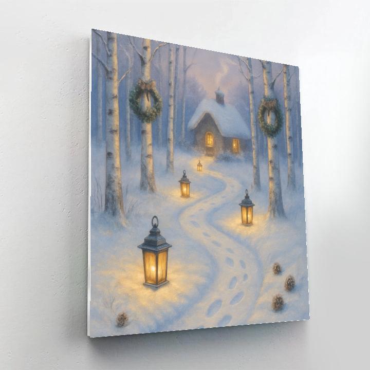 Christmas Lantern Path To Hidden Cottage Paint by numbers art