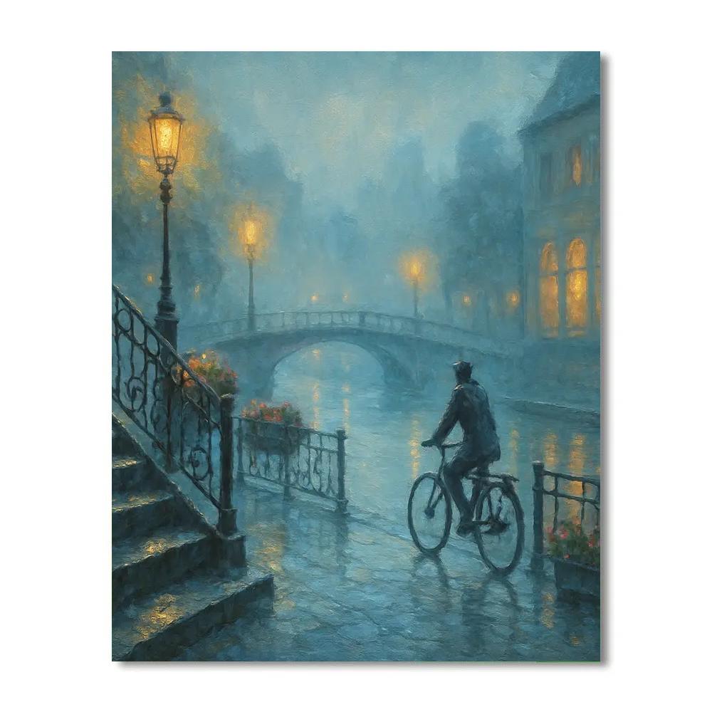Lantern Mist On The Riverside Steps Paint by numbers art