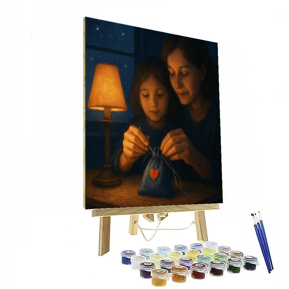 Starlit Sewing Lesson With Mom Paint by numbers art