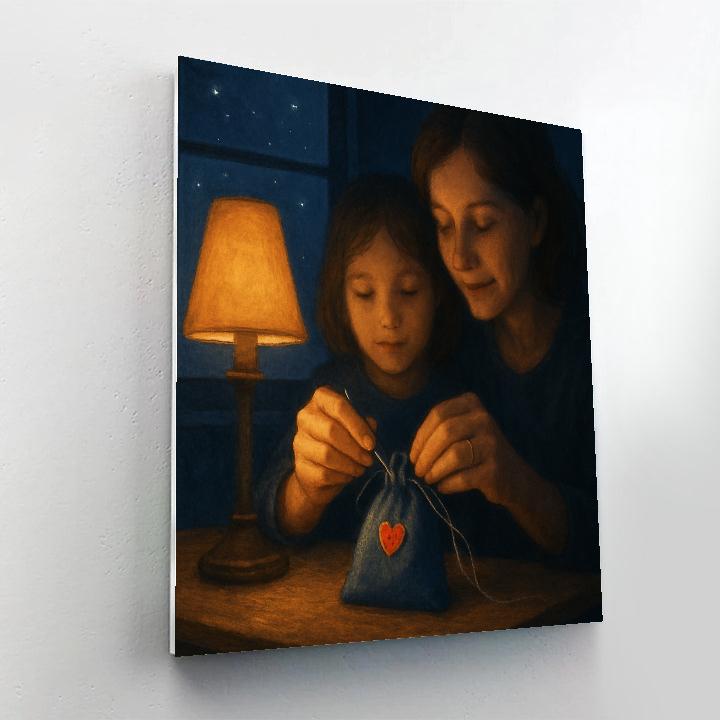 Starlit Sewing Lesson With Mom Paint by numbers art