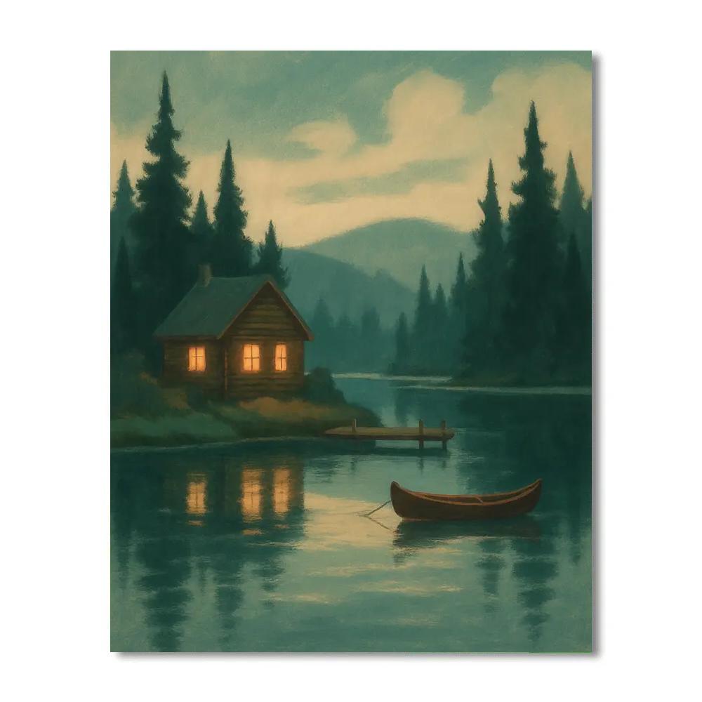 Amber Window Cabin Across Stillwater DIY paint by numbers