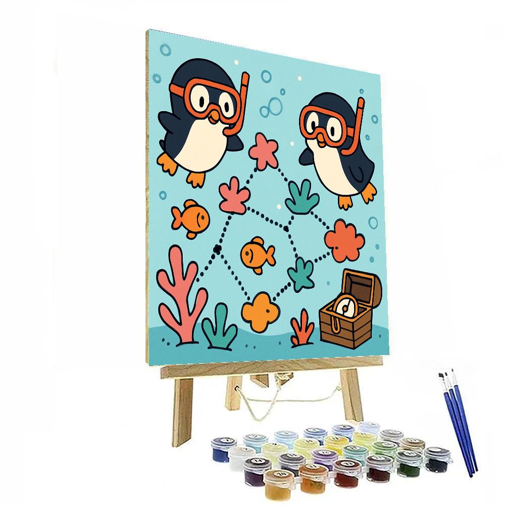 Coral Reef Star Map Penguins paint by numbers