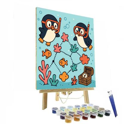 Coral Reef Star Map Penguins paint by numbers