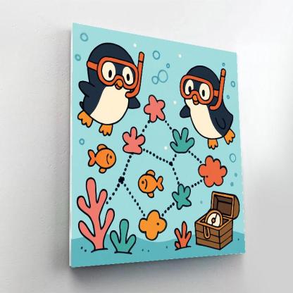 Coral Reef Star Map Penguins paint by numbers