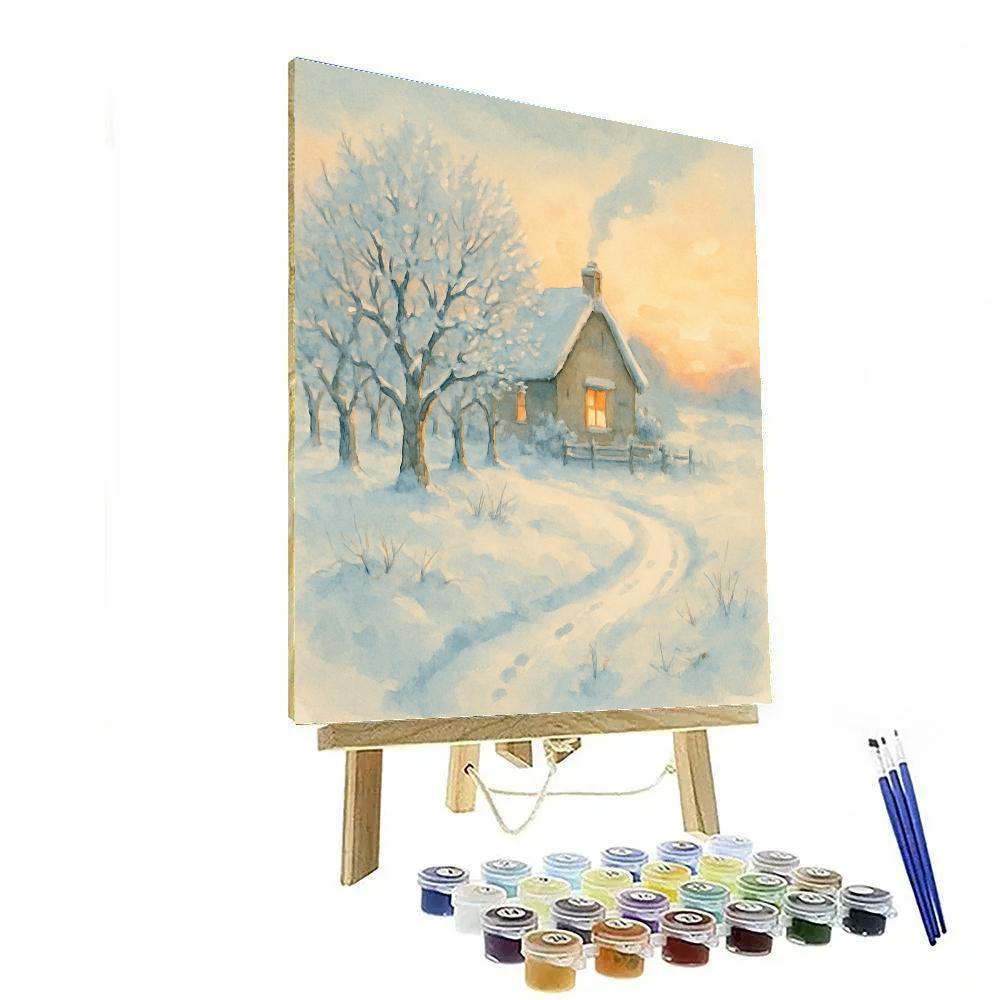 Sunrise Smoke Above The Orchard Cottage painting number kit