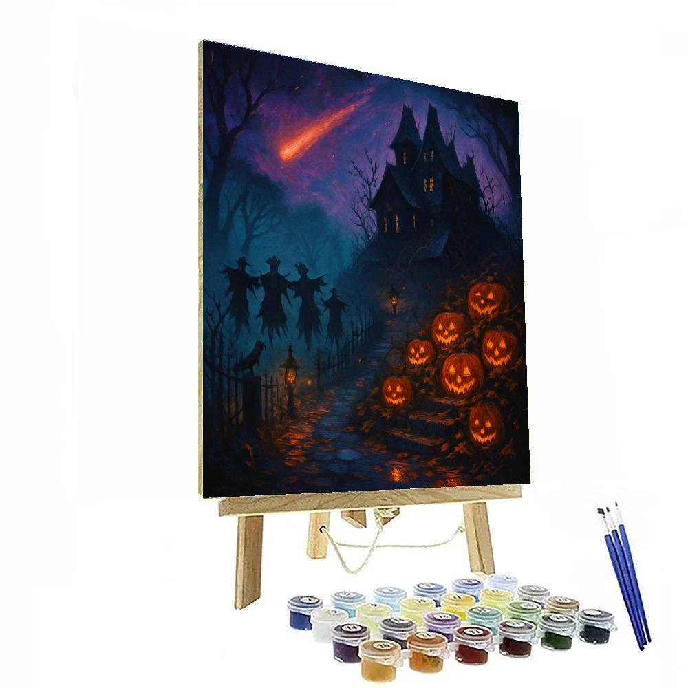 The Harvest Comet Over Bramble Hill Manor paint by numbers