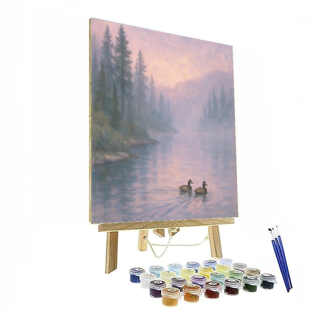 Lavender Dawn Over Misty Pine Inlet painting number kit