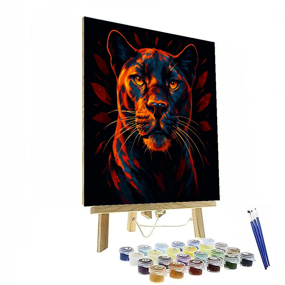 Solar Bloom Panther Number painting