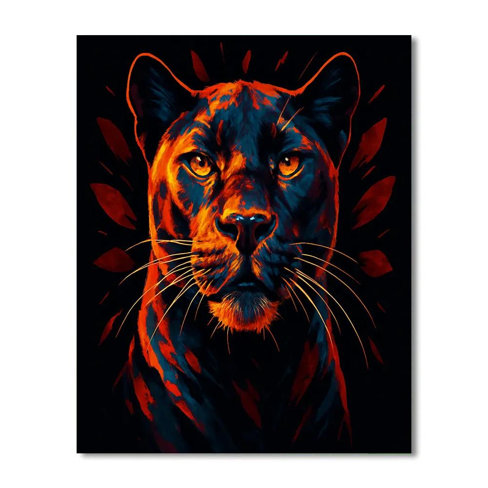 Solar Bloom Panther Number painting