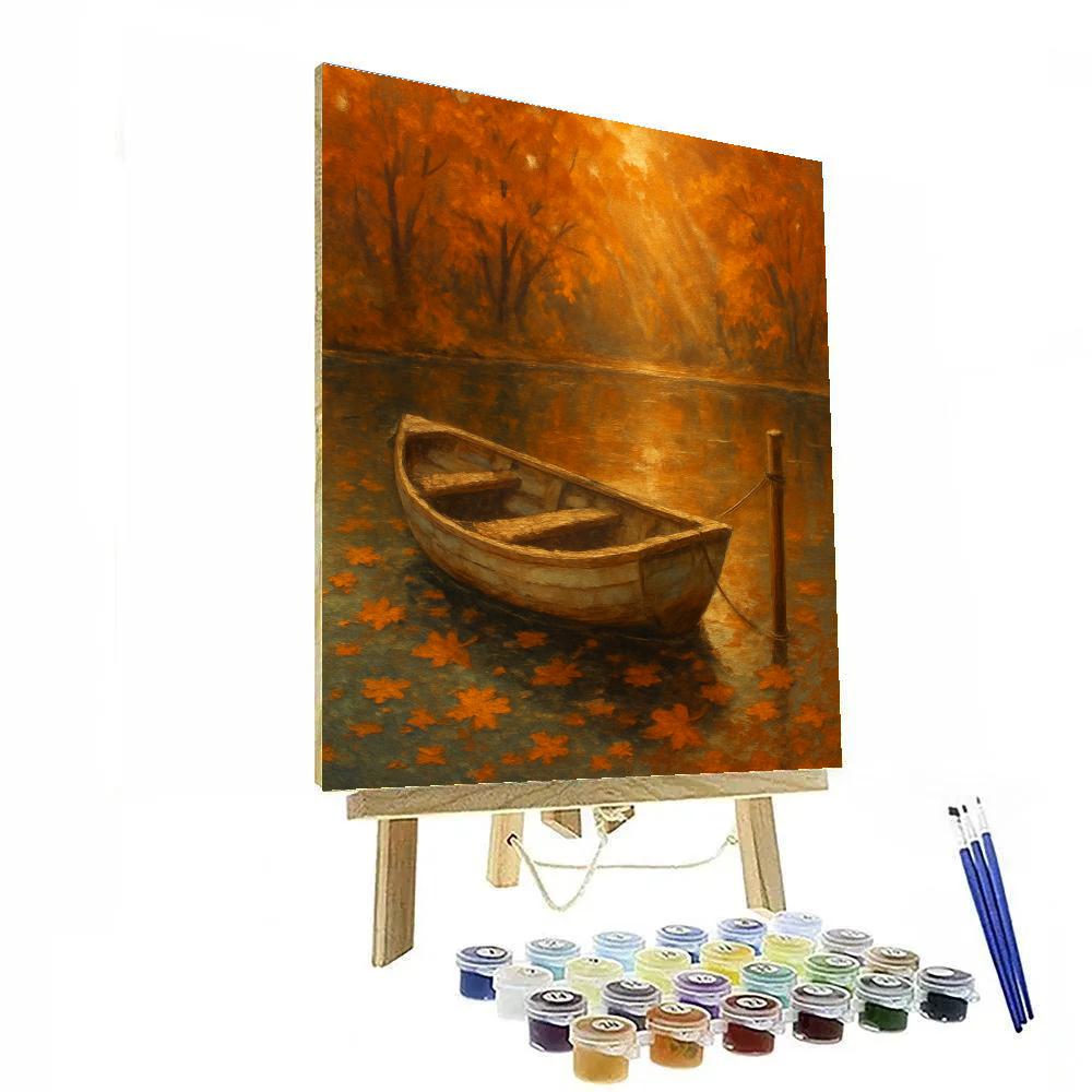 Autumn Leaf Drift By The Weathered Rowboat paint by numbers