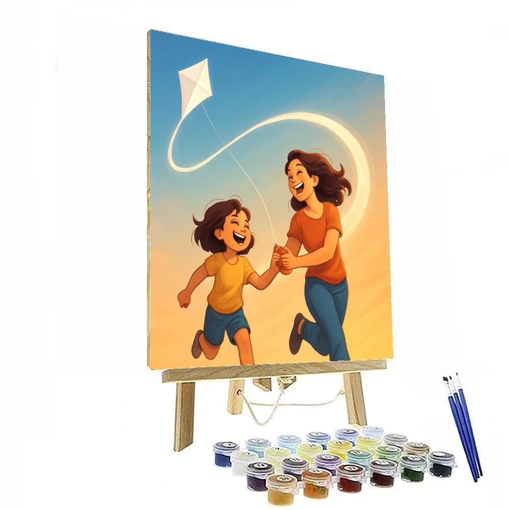 Comet Tail Kite Run With Mom Numbered painting kits